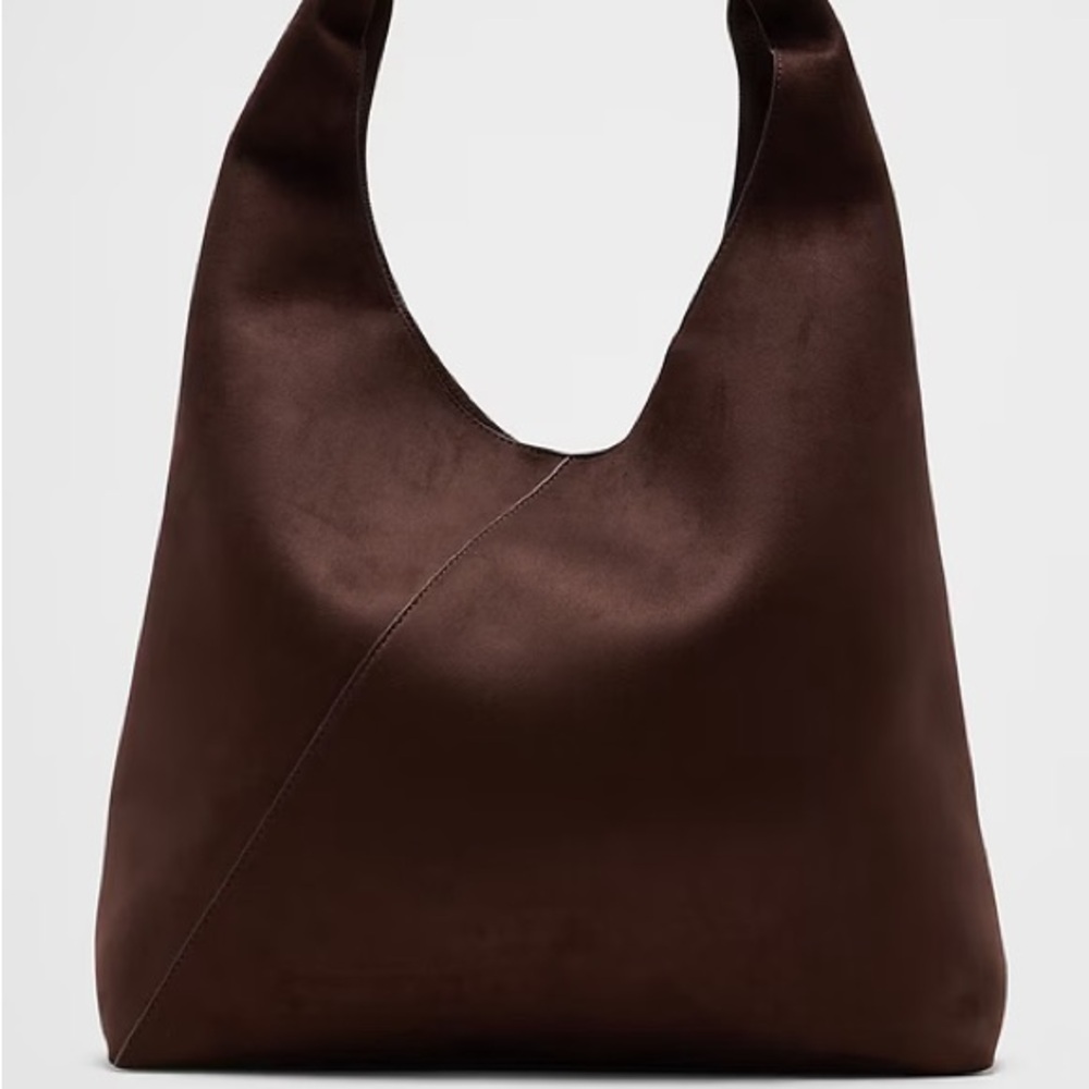 chocolate brown suede slouchy tote